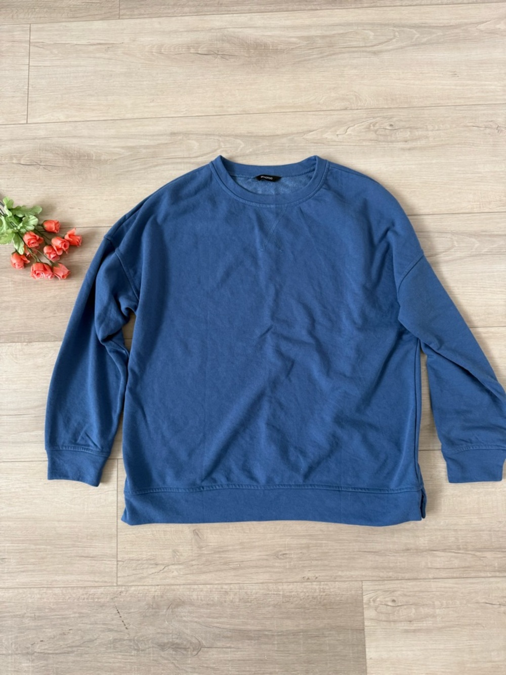 Blue Long Sleeve Crewneck Casual Pullover cozy loungewear
